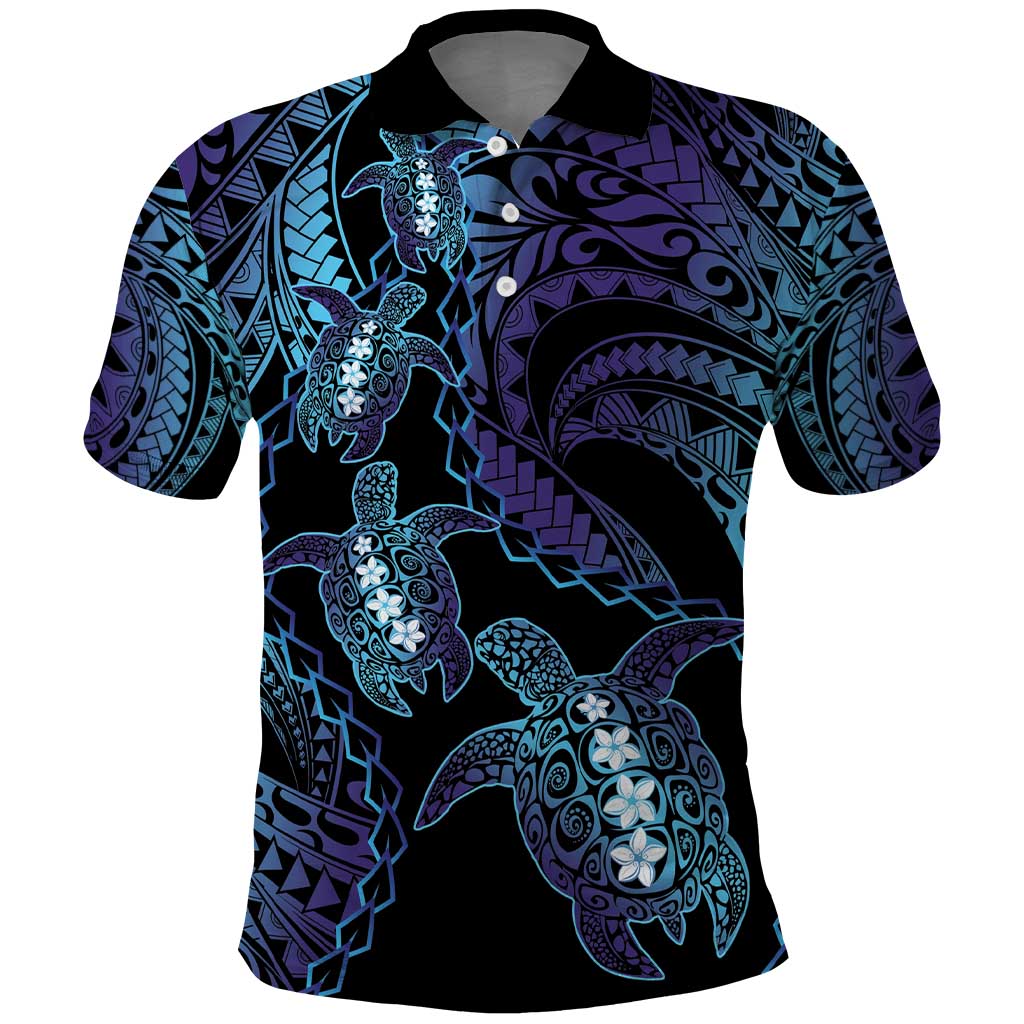 Polynesia Sea Turtle Day Polo Shirt Tribal Honu Plumeria Polynesian Pattern LT14 Purple - Polynesian Pride