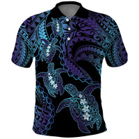 Polynesia Sea Turtle Day Polo Shirt Tribal Honu Plumeria Polynesian Pattern LT14 Purple - Polynesian Pride