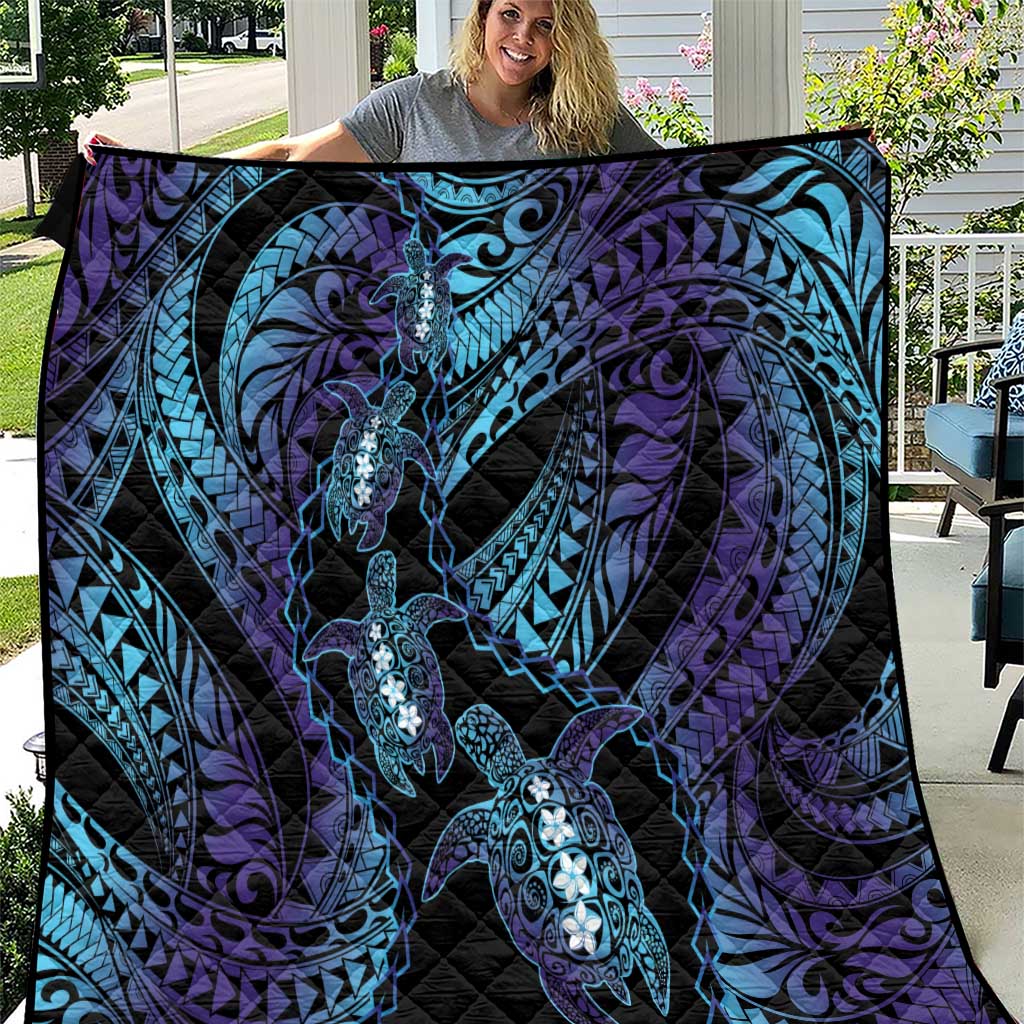 Polynesia Sea Turtle Day Quilt Tribal Honu Plumeria Polynesian Pattern LT14 Purple - Polynesian Pride