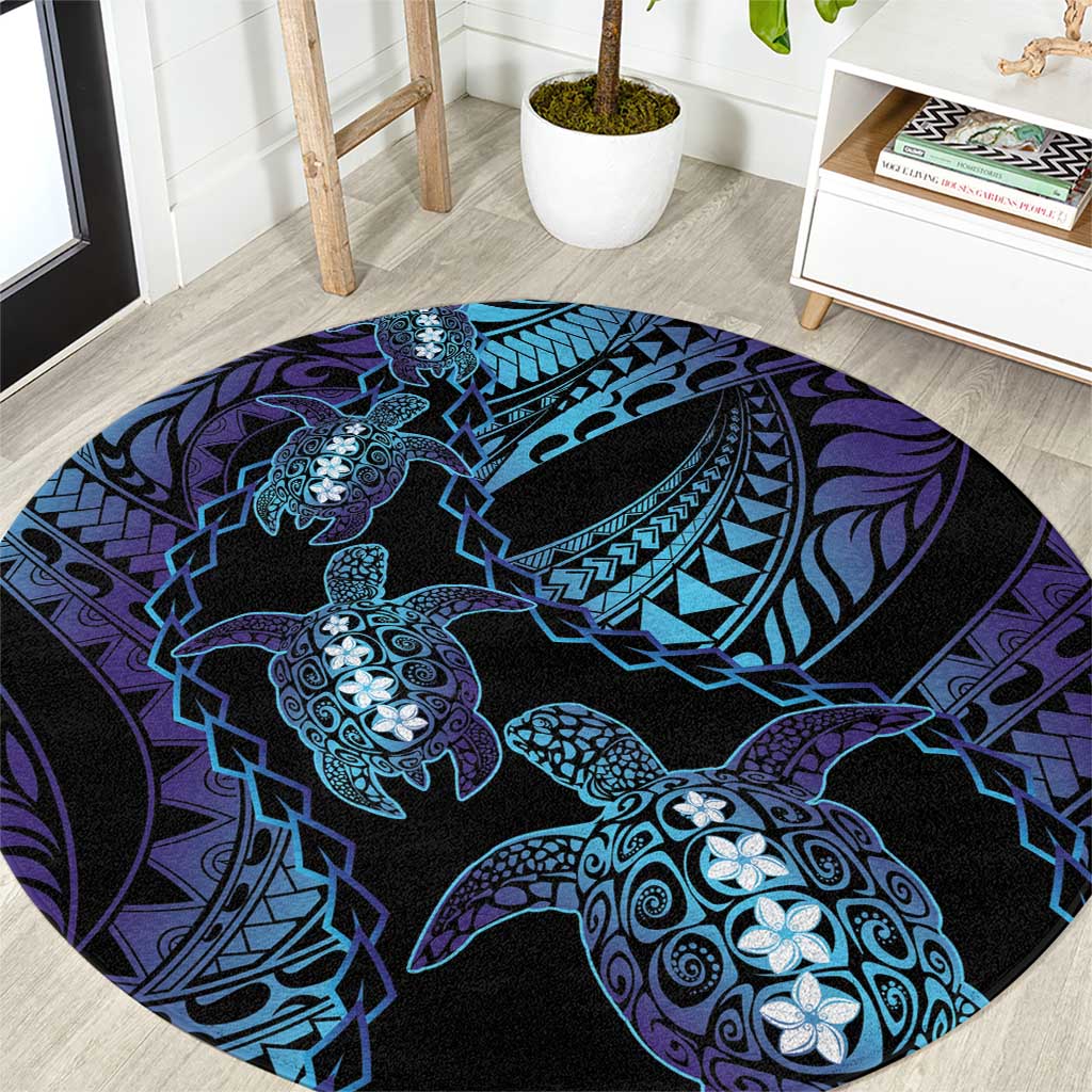 Polynesia Sea Turtle Day Round Carpet Tribal Honu Plumeria Polynesian Pattern LT14 Purple - Polynesian Pride
