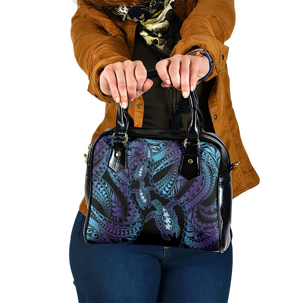 Polynesia Sea Turtle Day Shoulder Handbag Tribal Honu Plumeria Polynesian Pattern