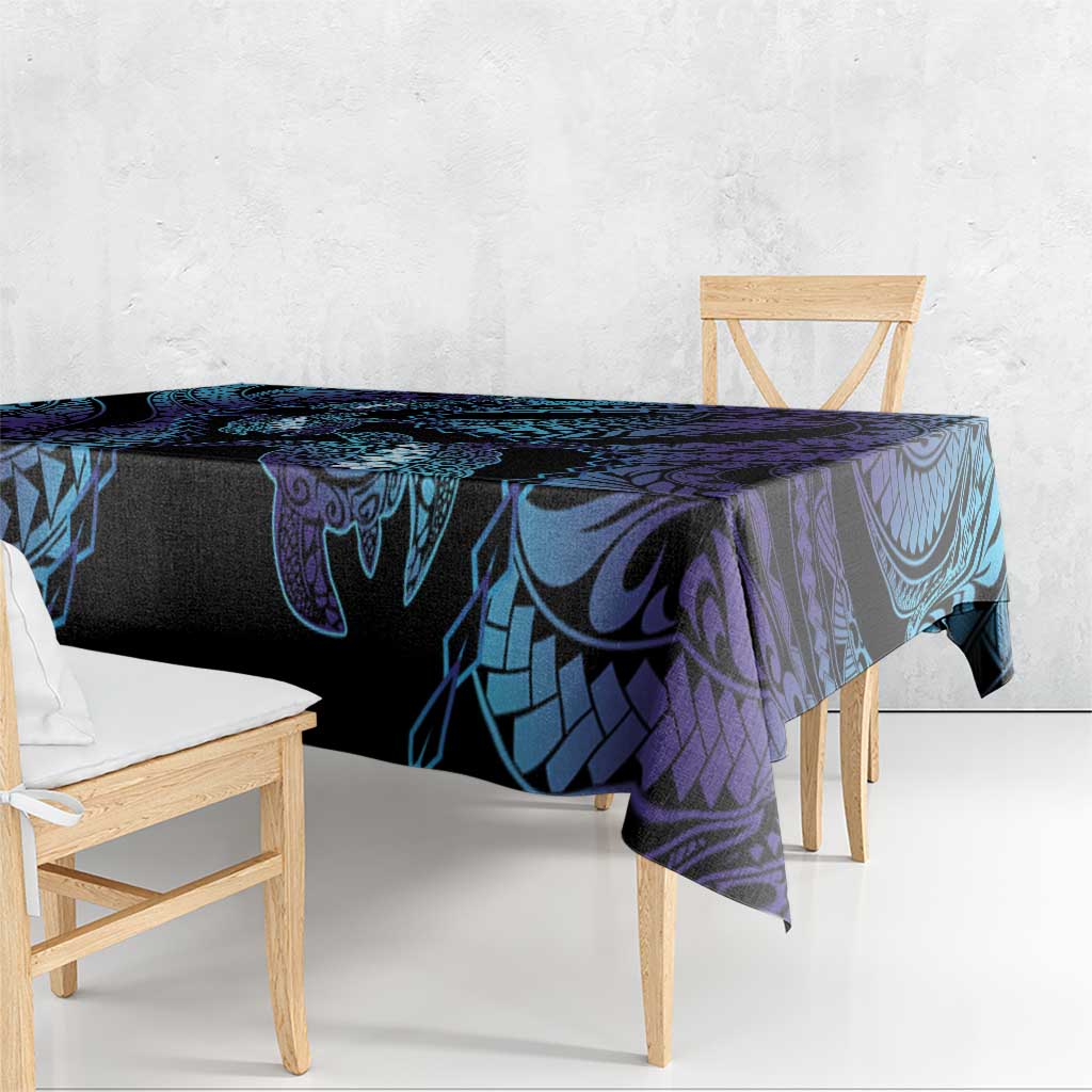 Polynesia Sea Turtle Day Tablecloth Tribal Honu Plumeria Polynesian Pattern