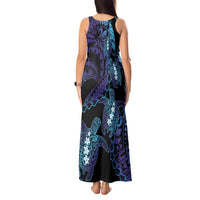 Polynesia Sea Turtle Day Tank Maxi Dress Tribal Honu Plumeria Polynesian Pattern