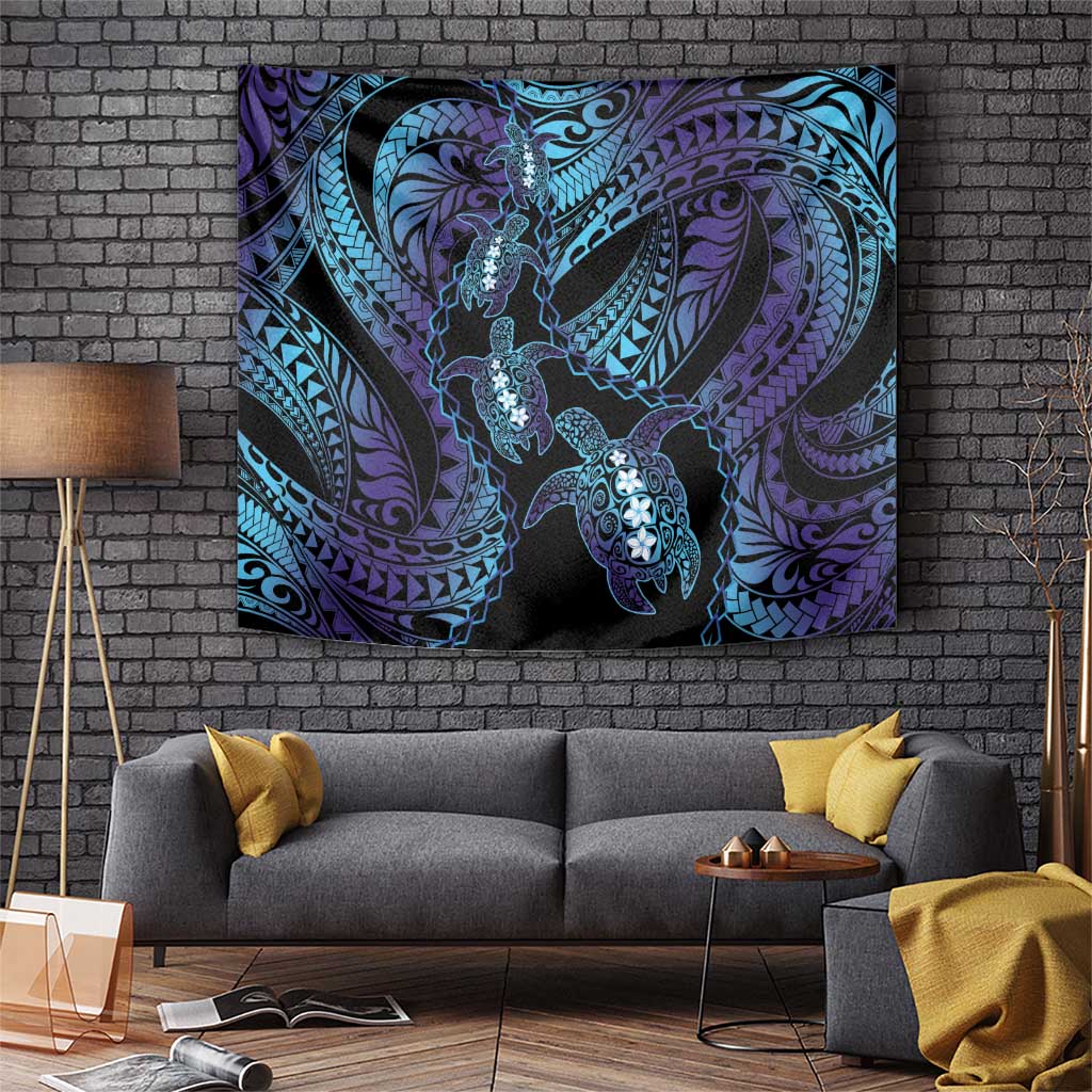 Polynesia Sea Turtle Day Tapestry Tribal Honu Plumeria Polynesian Pattern LT14 Purple - Polynesian Pride