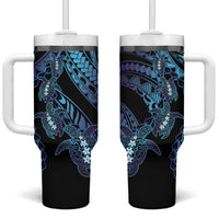 Polynesia Sea Turtle Day Tumbler With Handle Tribal Honu Plumeria Polynesian Pattern LT14 One Size: 40 oz Purple - Polynesian Pride