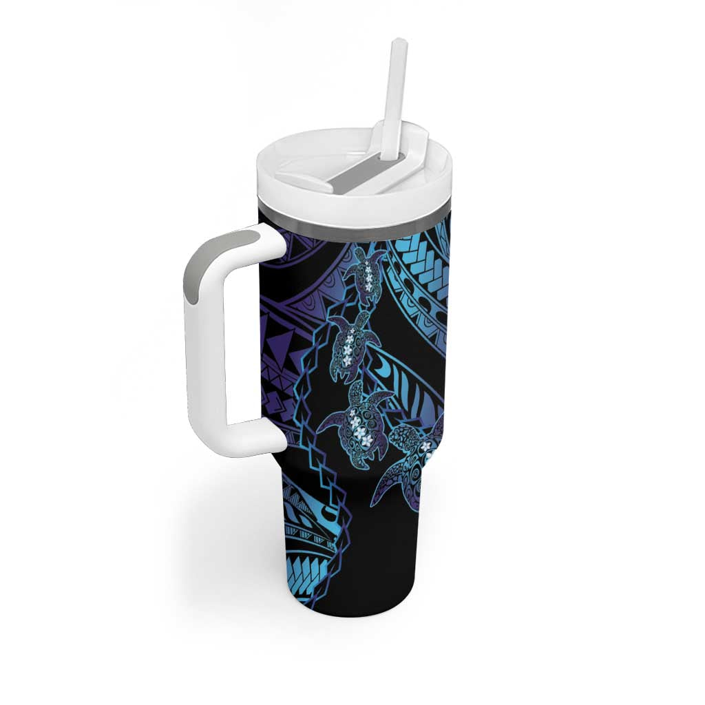 Polynesia Sea Turtle Day Tumbler With Handle Tribal Honu Plumeria Polynesian Pattern LT14 - Polynesian Pride