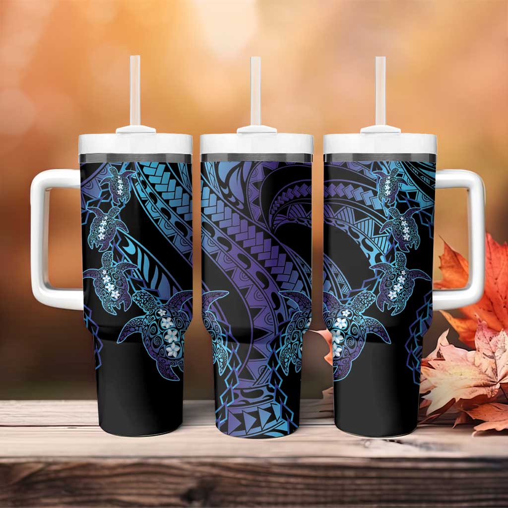 Polynesia Sea Turtle Day Tumbler With Handle Tribal Honu Plumeria Polynesian Pattern LT14 - Polynesian Pride