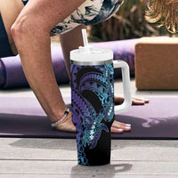 Polynesia Sea Turtle Day Tumbler With Handle Tribal Honu Plumeria Polynesian Pattern LT14 - Polynesian Pride