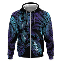 Polynesia Sea Turtle Day Zip Hoodie Tribal Honu Plumeria Polynesian Pattern LT14 Zip Hoodie Purple - Polynesian Pride