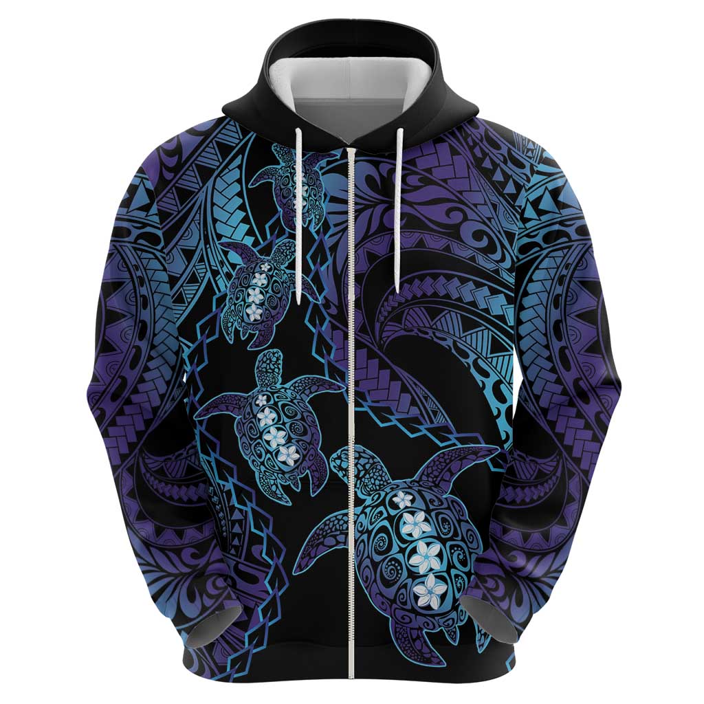 Polynesia Sea Turtle Day Zip Hoodie Tribal Honu Plumeria Polynesian Pattern LT14 - Polynesian Pride