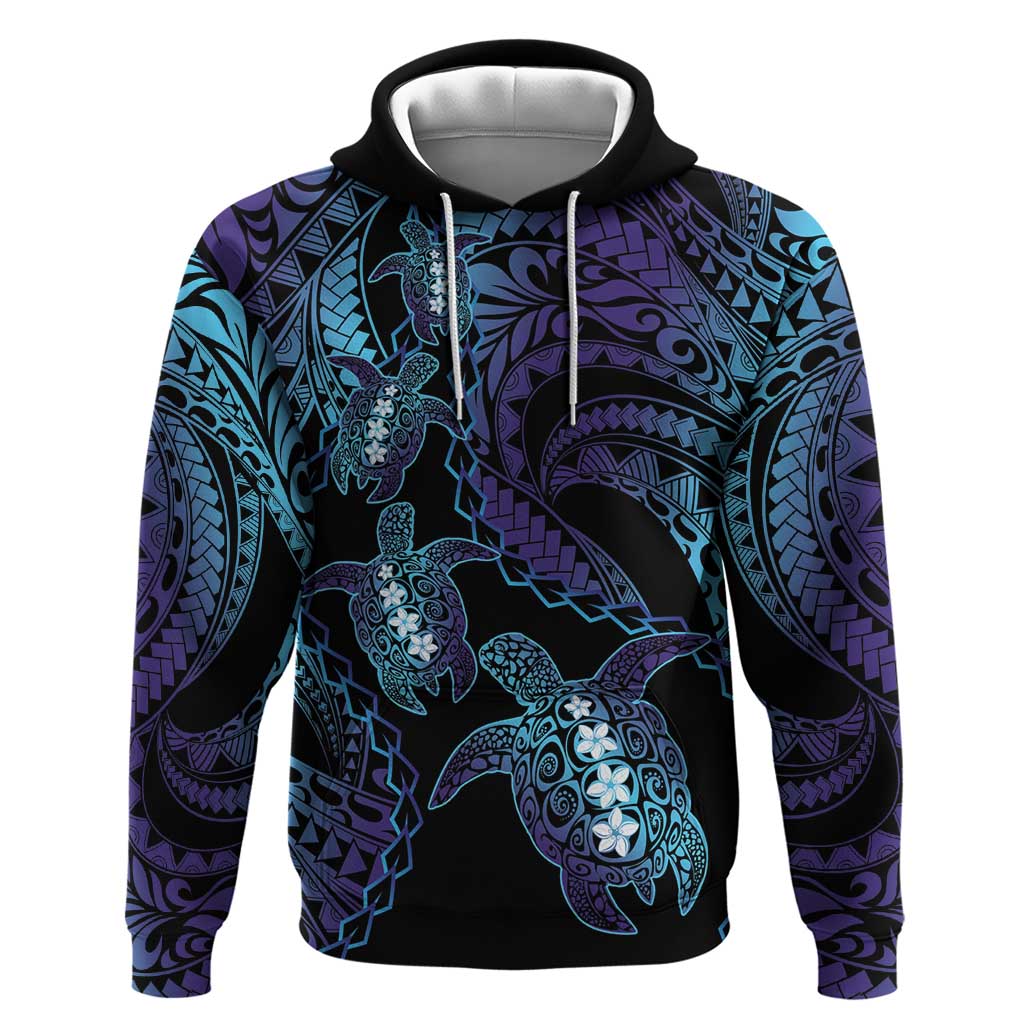 Polynesia Sea Turtle Day Zip Hoodie Tribal Honu Plumeria Polynesian Pattern LT14 Pullover Hoodie Purple - Polynesian Pride