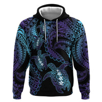 Polynesia Sea Turtle Day Zip Hoodie Tribal Honu Plumeria Polynesian Pattern LT14 Pullover Hoodie Purple - Polynesian Pride