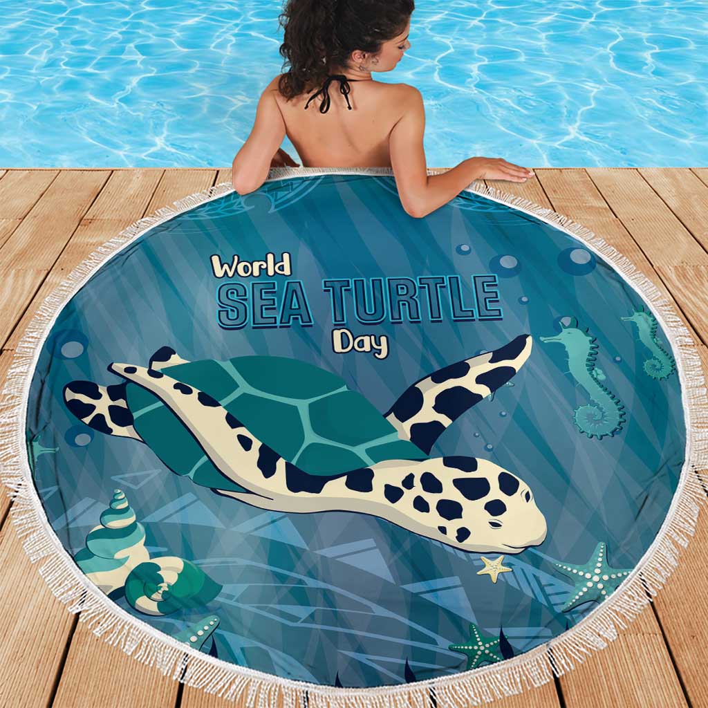World Sea Turtle Day Polynesia Beach Blanket Go With The Flow