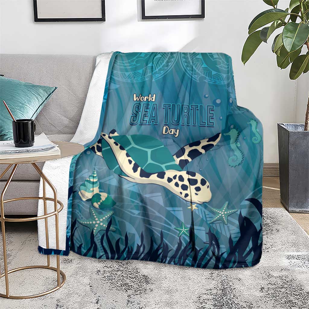 World Sea Turtle Day Polynesia Blanket Go With The Flow