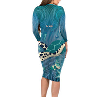World Sea Turtle Day Polynesia Family Matching Long Sleeve Bodycon Dress and Hawaiian Shirt Go With The Flow LT14 - Polynesian Pride