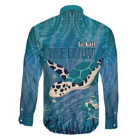 World Sea Turtle Day Polynesia Family Matching Off The Shoulder Long Sleeve Dress and Hawaiian Shirt Go With The Flow LT14 - Polynesian Pride