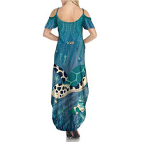 World Sea Turtle Day Polynesia Family Matching Summer Maxi Dress and Hawaiian Shirt Go With The Flow LT14 - Polynesian Pride