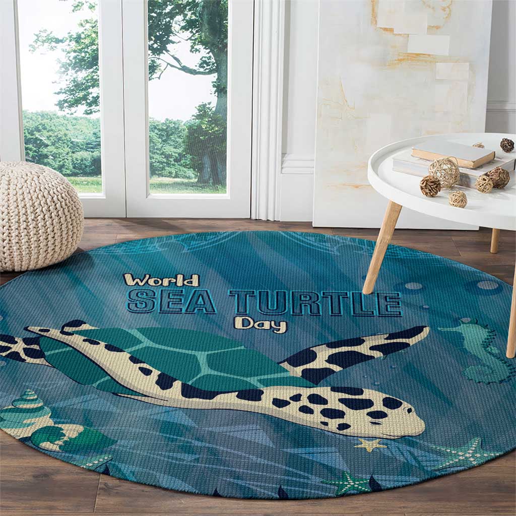 World Sea Turtle Day Polynesia Round Carpet Go With The Flow
