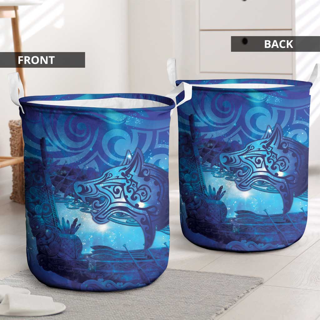 Kuri New Zealand Matariki Laundry Basket Aotearoa Dog Waka Maori New Year Galaxy Vibes LT14 - Polynesian Pride