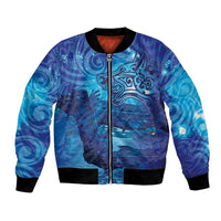 Kuri New Zealand Matariki Bomber Jacket Aotearoa Dog Waka Maori New Year Galaxy Vibes LT14 Unisex Blue - Polynesian Pride