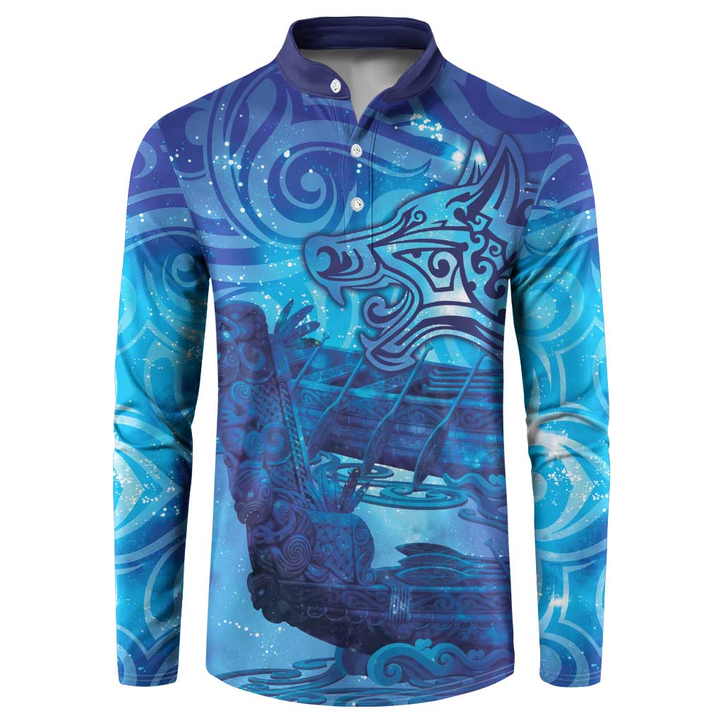 Kuri New Zealand Matariki Button Sweatshirt Aotearoa Dog Waka Maori New Year Galaxy Vibes