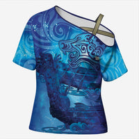 Kuri New Zealand Matariki Cross Shoulder Shirt Aotearoa Dog Waka Maori New Year Galaxy Vibes LT14 Female Blue - Polynesian Pride