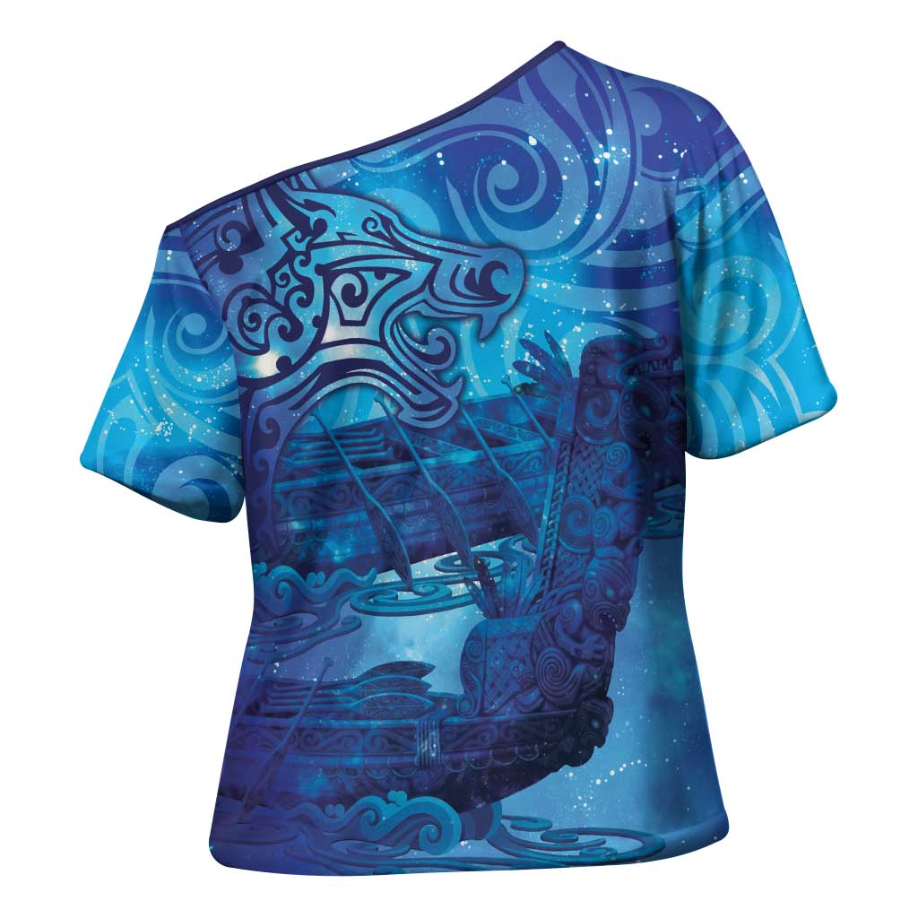 Kuri New Zealand Matariki Cross Shoulder Shirt Aotearoa Dog Waka Maori New Year Galaxy Vibes LT14 - Polynesian Pride
