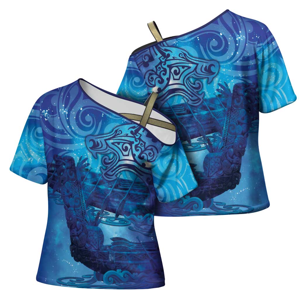 Kuri New Zealand Matariki Cross Shoulder Shirt Aotearoa Dog Waka Maori New Year Galaxy Vibes LT14 - Polynesian Pride
