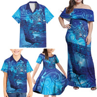 Kuri New Zealand Matariki Family Matching Off Shoulder Maxi Dress and Hawaiian Shirt Aotearoa Dog Waka Maori New Year Galaxy Vibes LT14 - Polynesian Pride