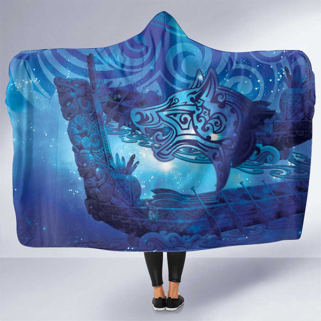 Kuri New Zealand Matariki Hooded Blanket Aotearoa Dog Waka Maori New Year Galaxy Vibes LT14 One Size Blue - Polynesian Pride