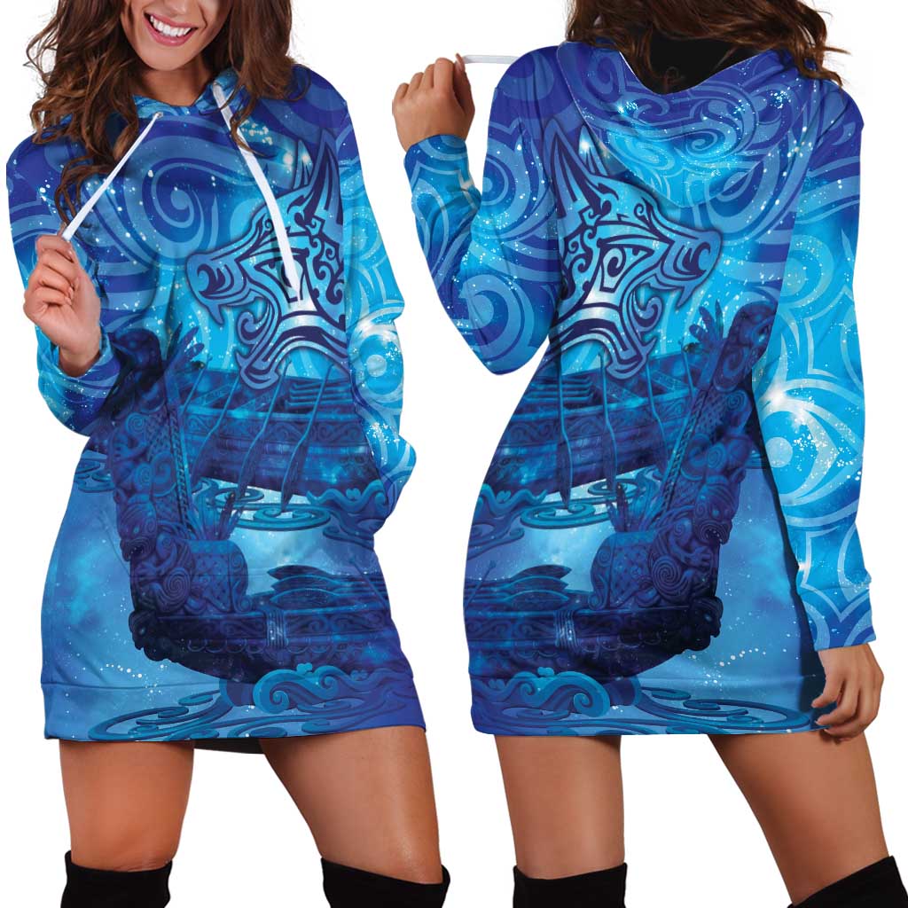 Kuri New Zealand Matariki Hoodie Dress Aotearoa Dog Waka Maori New Year Galaxy Vibes LT14 - Polynesian Pride