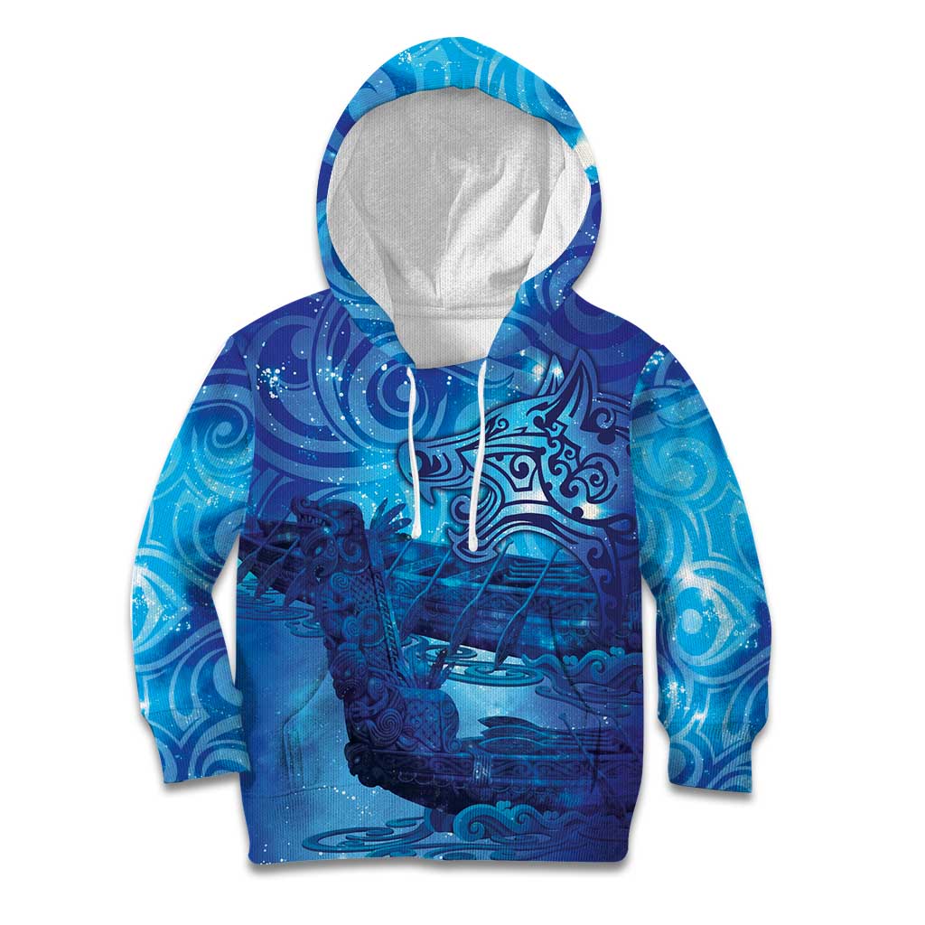 Kuri New Zealand Matariki Kid Hoodie Aotearoa Dog Waka Maori New Year Galaxy Vibes