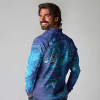 Kuri New Zealand Matariki Long Sleeve Polo Shirt Aotearoa Dog Waka Maori New Year Galaxy Vibes LT14 - Polynesian Pride