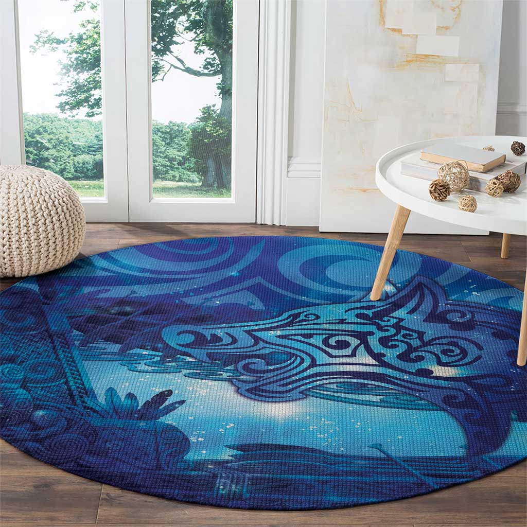 Kuri New Zealand Matariki Round Carpet Aotearoa Dog Waka Maori New Year Galaxy Vibes LT14 - Polynesian Pride