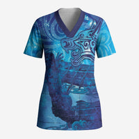 Kuri New Zealand Matariki Scrub Top Aotearoa Dog Waka Maori New Year Galaxy Vibes LT14 Adult Blue - Polynesian Pride