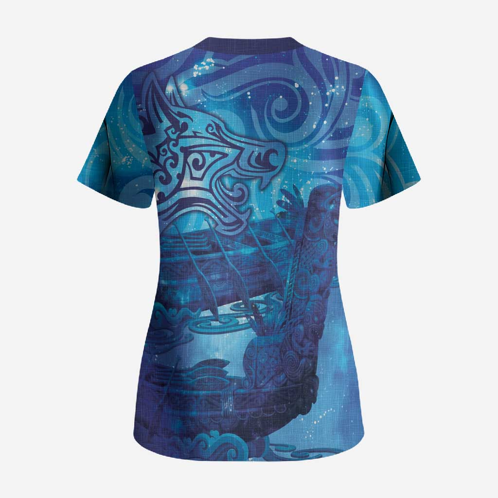 Kuri New Zealand Matariki Scrub Top Aotearoa Dog Waka Maori New Year Galaxy Vibes LT14 - Polynesian Pride