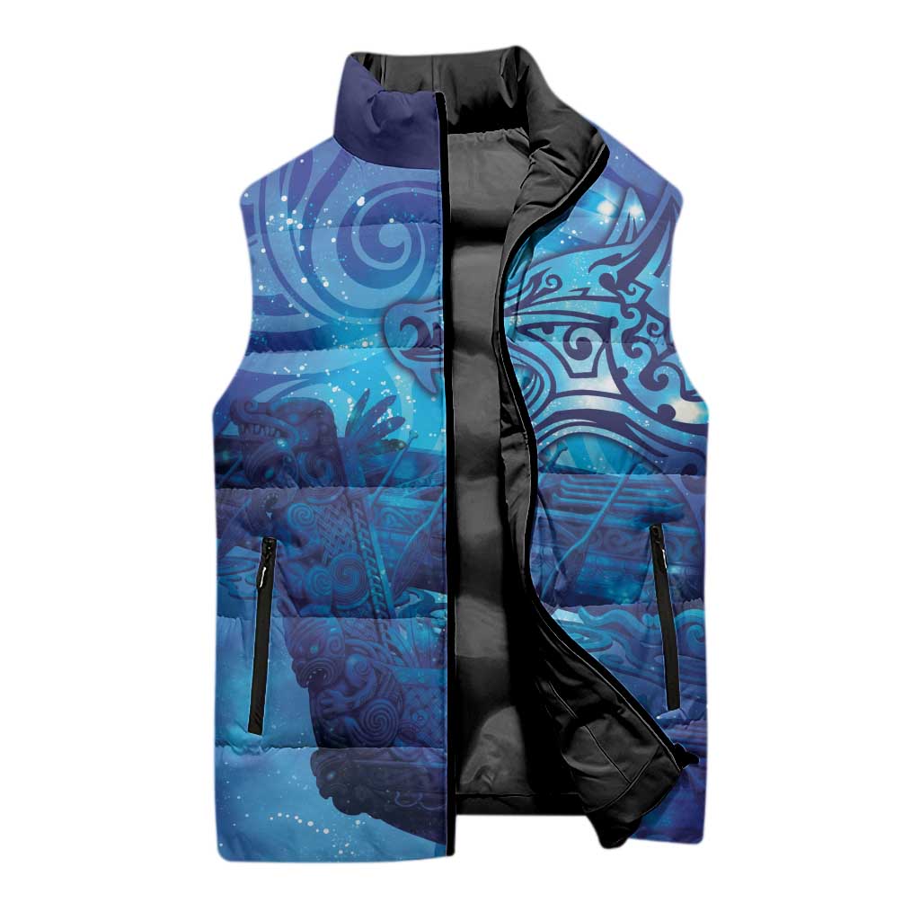 Kuri New Zealand Matariki Sleeveless Puffer Jacket Aotearoa Dog Waka Maori New Year Galaxy Vibes LT14 - Polynesian Pride