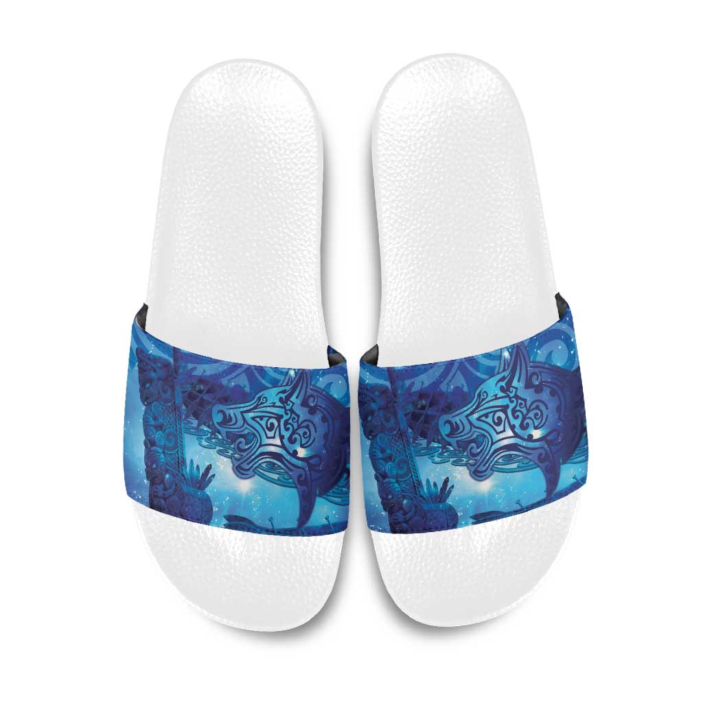 Kuri New Zealand Matariki Slide Sandals Aotearoa Dog Waka Maori New Year Galaxy Vibes LT14 Blue - Polynesian Pride