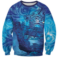 Kuri New Zealand Matariki Sweatshirt Aotearoa Dog Waka Maori New Year Galaxy Vibes LT14 Unisex Blue - Polynesian Pride