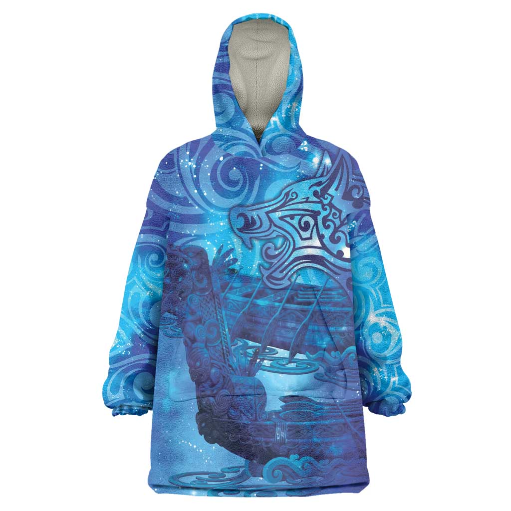 Kuri New Zealand Matariki Wearable Blanket Hoodie Aotearoa Dog Waka Maori New Year Galaxy Vibes LT14 One Size Blue - Polynesian Pride