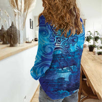 Kuri New Zealand Matariki Women Casual Shirt Aotearoa Dog Waka Maori New Year Galaxy Vibes LT14 - Polynesian Pride
