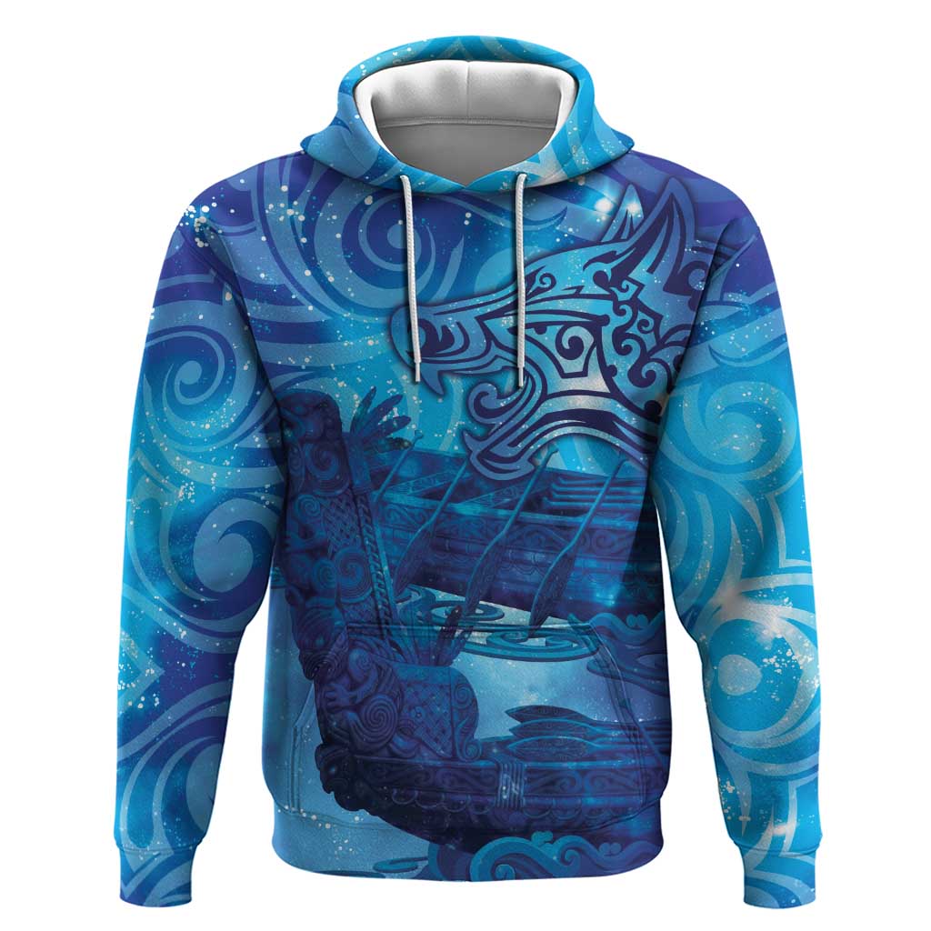 Kuri New Zealand Matariki Zip Hoodie Aotearoa Dog Waka Maori New Year Galaxy Vibes LT14 Pullover Hoodie Blue - Polynesian Pride