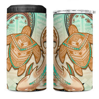 Hawaii 4 in 1 Can Cooler Tumbler Polynesian Shark and Sea Turtle Dreamy Turquoise Artsy LT14 One Size: 16 oz Turquoise - Polynesian Pride