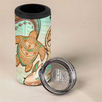 Hawaii 4 in 1 Can Cooler Tumbler Polynesian Shark and Sea Turtle Dreamy Turquoise Artsy LT14 - Polynesian Pride
