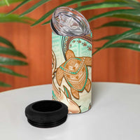 Hawaii 4 in 1 Can Cooler Tumbler Polynesian Shark and Sea Turtle Dreamy Turquoise Artsy LT14 - Polynesian Pride