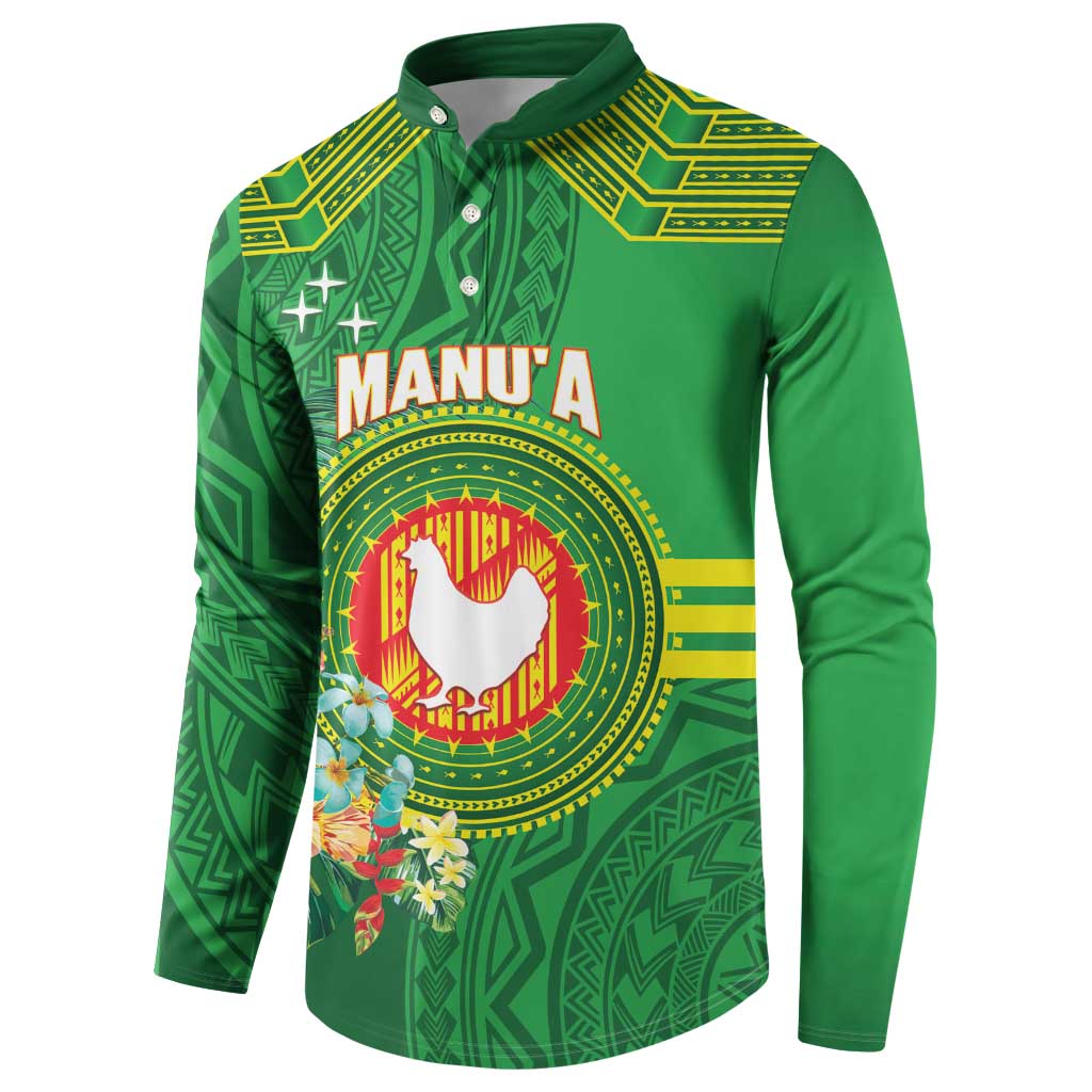 Personalized Manu'a Cession Day Button Sweatshirt Tropical Flowers With Polynesian Pattern