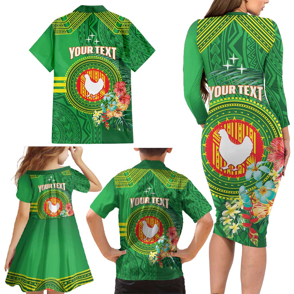Personalized Manu'a Cession Day Family Matching Long Sleeve Bodycon Dress and Hawaiian Shirt Tropical Flowers With Polynesian Pattern LT14 - Polynesian Pride