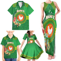 Personalized Manu'a Cession Day Family Matching Tank Maxi Dress and Hawaiian Shirt Tropical Flowers With Polynesian Pattern LT14 - Polynesian Pride