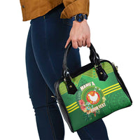 Personalized Manu'a Cession Day Shoulder Handbag Tropical Flowers With Polynesian Pattern