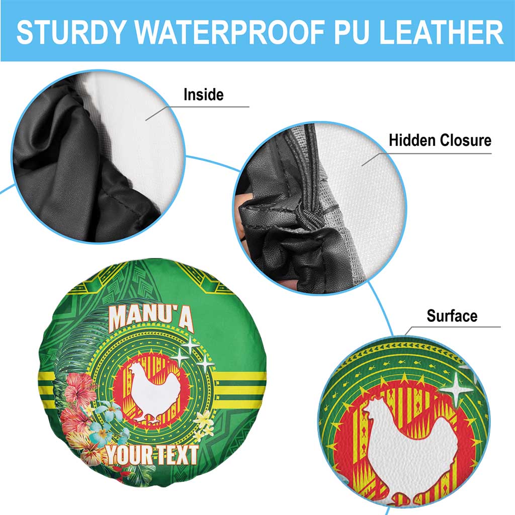 Personalized Manu'a Cession Day Spare Tire Cover Tropical Flowers With Polynesian Pattern
